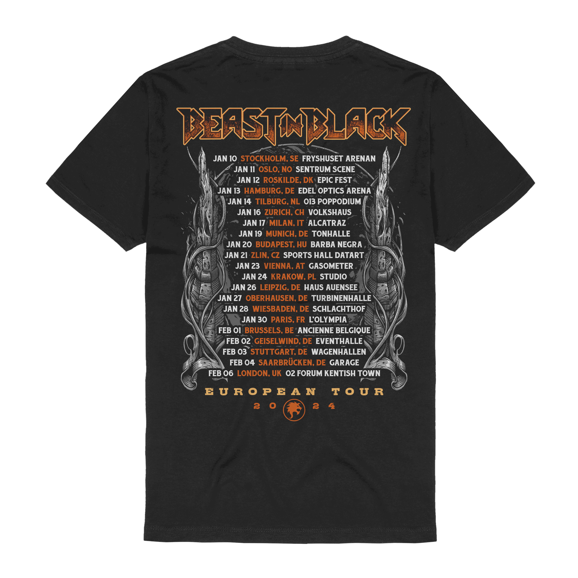 Bravado European Tour 2024 Bloody Lion Beast In Black TShirt