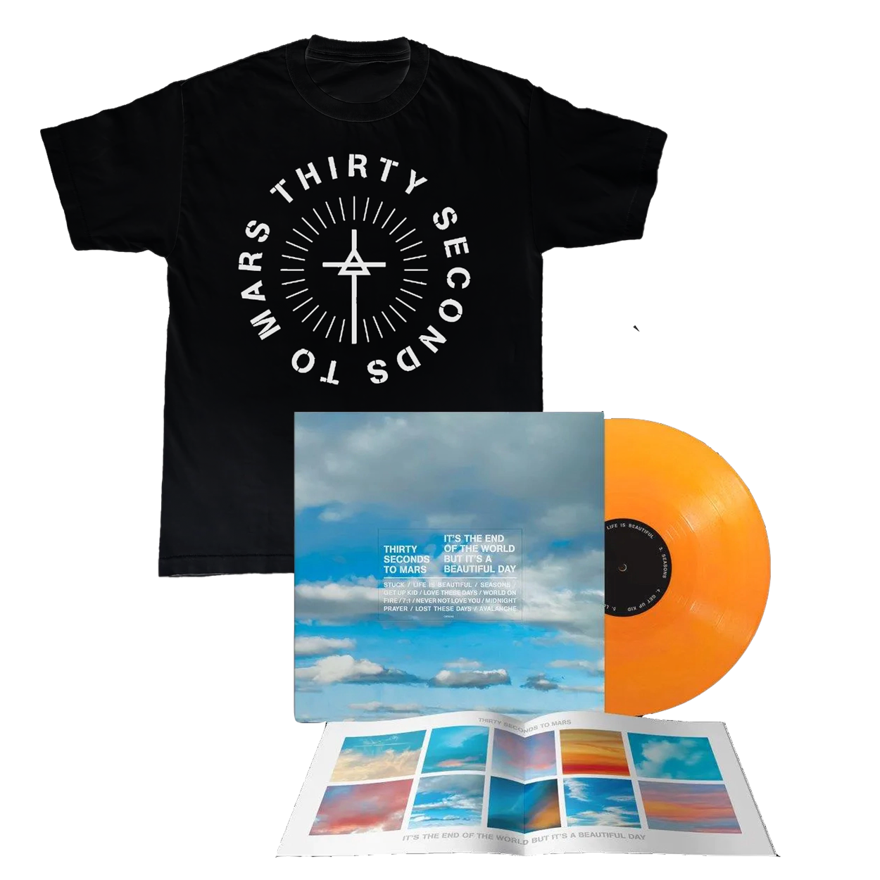 Thirty Seconds To Mars - It’s The End Of The World But It’s A Beautiful Day - Excl. Opaque Orange Vinyl + Shirt